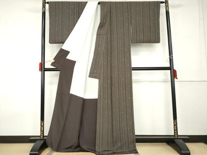 平和屋着物●上質な小紋　竹　正絹　逸品　AABK8583cs