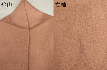 平和屋着物●上質な色無地　赤香色　鬼しぼ縮緬　正絹　逸品　AABK8584cs