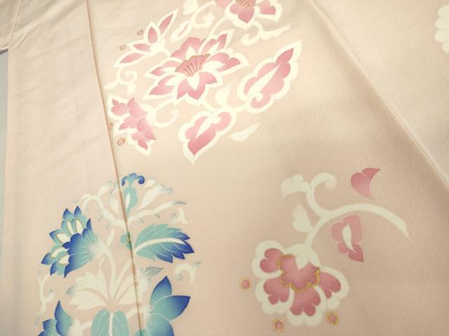 平和屋着物●訪問着　更紗花丸文　暈し染め　金彩　正絹　逸品　AABK8587cs