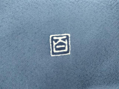 平和屋着物●京加賀友禅　百貫達雄監修　色無地　紗綾形地紋　薄群青色　正絹　逸品　AABK8589cs