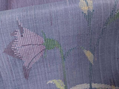 平和屋着物●五代目・諏訪好風　訪問着　紬地　芝に枝花　正絹　逸品　AABK8590cs