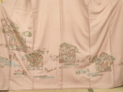 平和屋着物●中国三大刺繍　スワトウ刺繍　汕頭刺繍　相良刺繍　総刺繍　色留袖　色紙吉祥花文　ロング丈　正絹　逸品　AABK8592cs