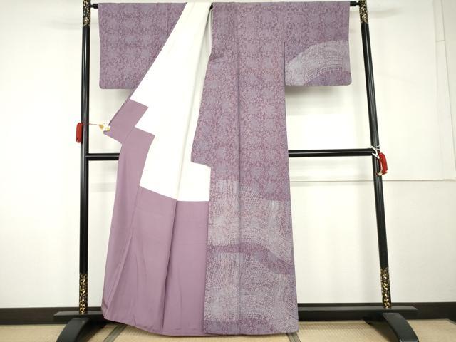 平和屋着物●訪問着　変わり格子　暈し染め　正絹　逸品　AABK8593cs
