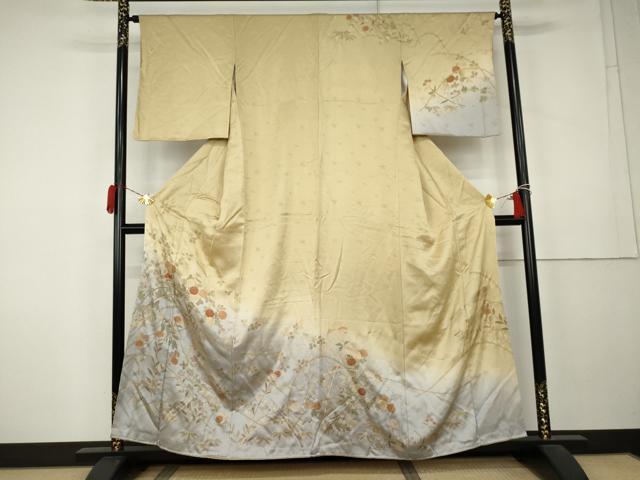 平和屋着物●訪問着　枝花文　暈し染め　金彩　正絹　逸品　AABK8595cs