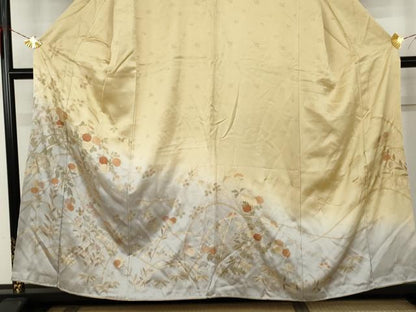 平和屋着物●訪問着　枝花文　暈し染め　金彩　正絹　逸品　AABK8595cs