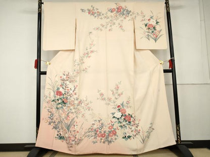 平和屋着物●訪問着　友禅　作家物　枝花文　暈し染め　正絹　逸品　AABK8596cs