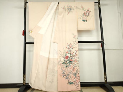 平和屋着物●訪問着　友禅　作家物　枝花文　暈し染め　正絹　逸品　AABK8596cs