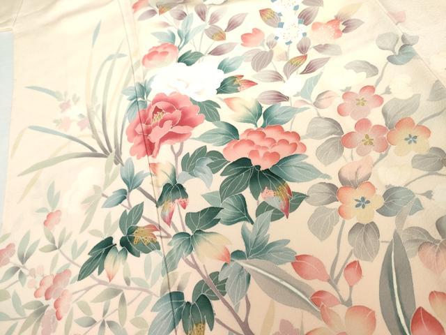 平和屋着物●訪問着　友禅　作家物　枝花文　暈し染め　正絹　逸品　AABK8596cs