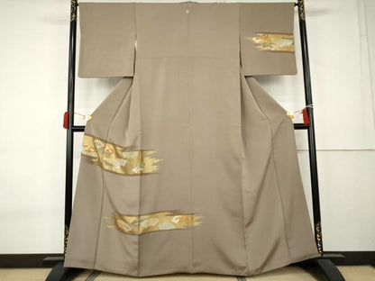 平和屋着物●訪問着　竹屋町刺繍　地紙松竹梅文　金糸　金彩　正絹　逸品　AABK8598cs