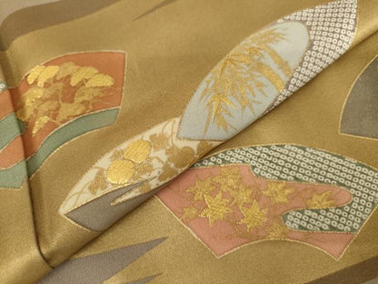 平和屋着物●訪問着　竹屋町刺繍　地紙松竹梅文　金糸　金彩　正絹　逸品　AABK8598cs