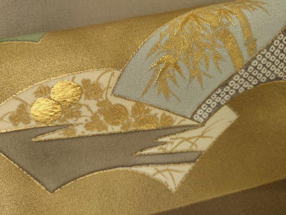平和屋着物●訪問着　竹屋町刺繍　地紙松竹梅文　金糸　金彩　正絹　逸品　AABK8598cs