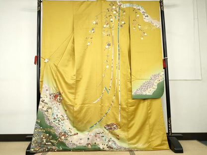 平和屋着物●豪華振袖　駒刺繍　鳳凰花鼓文　暈し染め　金彩　ロング丈　正絹　逸品　AABK8600cs