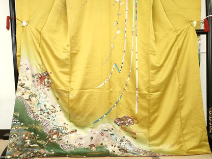 平和屋着物●豪華振袖　駒刺繍　鳳凰花鼓文　暈し染め　金彩　ロング丈　正絹　逸品　AABK8600cs
