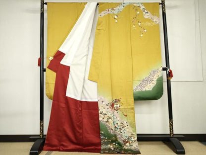 平和屋着物●豪華振袖　駒刺繍　鳳凰花鼓文　暈し染め　金彩　ロング丈　正絹　逸品　AABK8600cs
