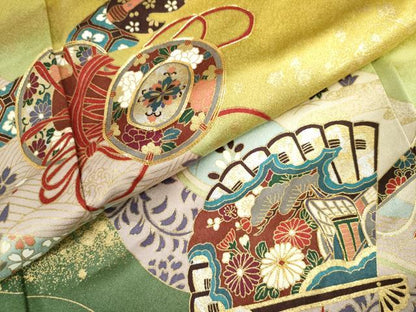 平和屋着物●豪華振袖　駒刺繍　鳳凰花鼓文　暈し染め　金彩　ロング丈　正絹　逸品　AABK8600cs