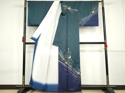 平和屋着物●訪問着　舞蝶文　暈し染め　金彩　正絹　逸品　未使用　AABK8601cs