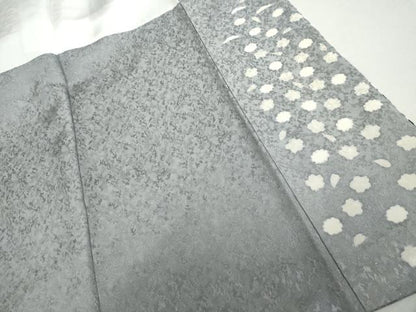 平和屋着物●中国三大刺繍　相良刺繍　訪問着　おぼろ染　重ね絞り　流水花文　銀通し地　正絹　逸品　AABK8606cs