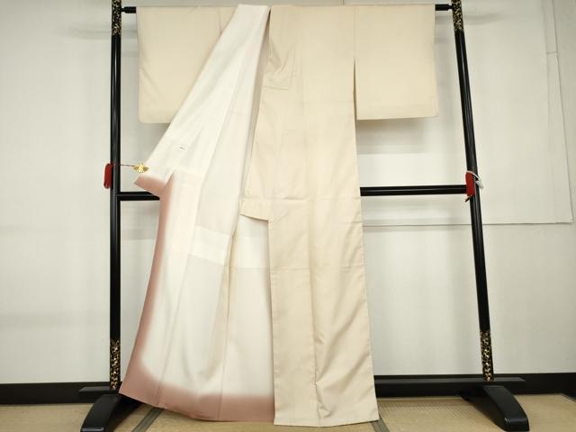 平和屋着物●上質な紬　作家物　鱗綾織　縞　証紙付き　正絹　逸品　AABK8609cs