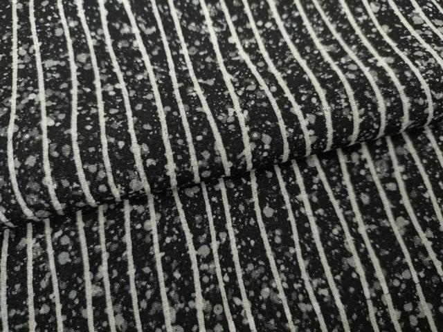 平和屋着物●上質な小紋　よろけ縞　黒地　正絹　逸品　未使用　AABK8616cs