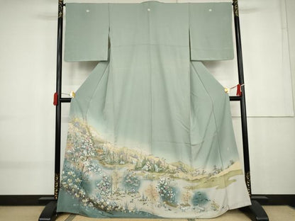 平和屋着物●京友禅作家　外池雅峰　色留袖　浜松風景文　暈し染め　正絹　逸品　AABK8617cs