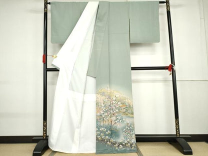平和屋着物●京友禅作家　外池雅峰　色留袖　浜松風景文　暈し染め　正絹　逸品　AABK8617cs