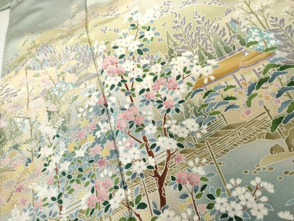 平和屋着物●京友禅作家　外池雅峰　色留袖　浜松風景文　暈し染め　正絹　逸品　AABK8617cs