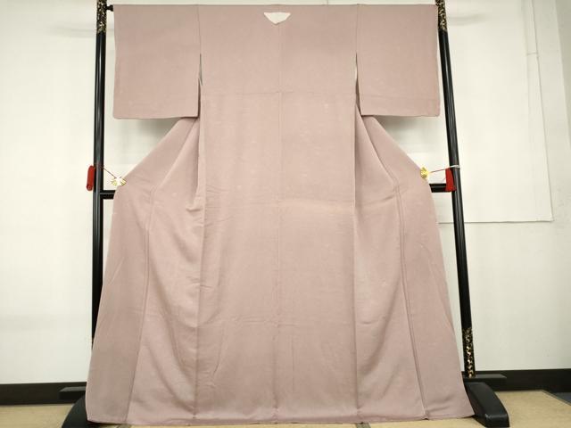 平和屋着物●上質な色無地　笹花地紋　梅鼠色　正絹　逸品　未使用　AABK8621cs