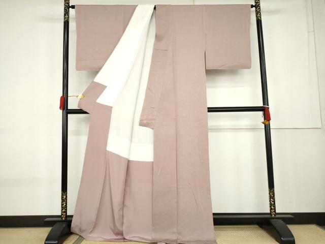平和屋着物●上質な色無地　笹花地紋　梅鼠色　正絹　逸品　未使用　AABK8621cs