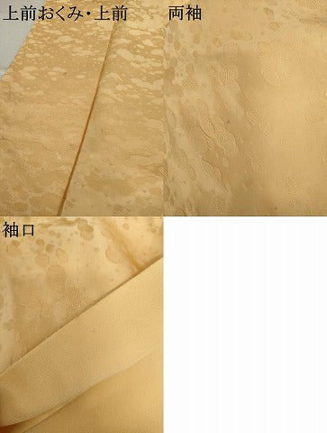 平和屋着物●上質な色無地　石畳地紋　萱草色　正絹　逸品　AABK8622cs