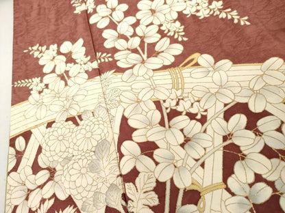 平和屋着物●豪華色留袖　花籬文　金彩　正絹　逸品　AABK8625cs