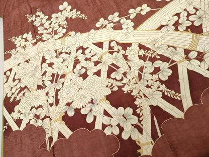 平和屋着物●豪華色留袖　花籬文　金彩　正絹　逸品　AABK8625cs
