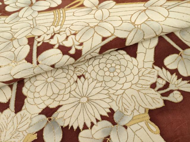 平和屋着物●豪華色留袖　花籬文　金彩　正絹　逸品　AABK8625cs