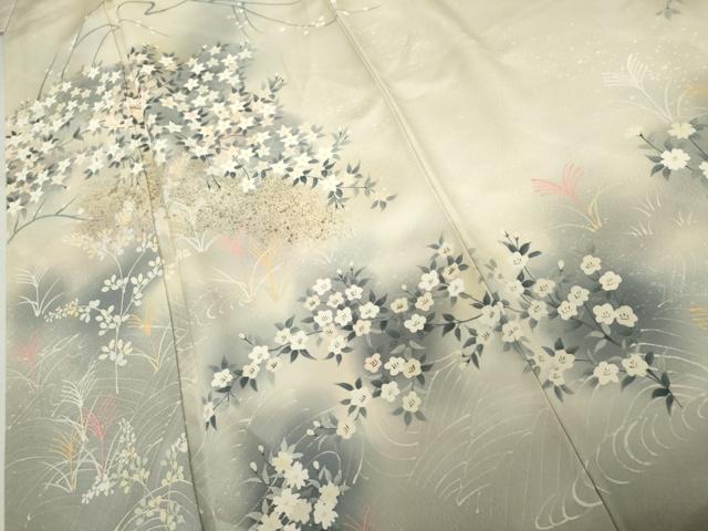 平和屋着物●訪問着　手描き　流水枝花文　暈し染め　金彩　正絹　逸品　AABK8629cs
