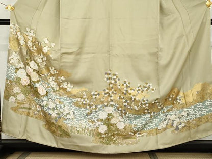 平和屋着物●豪華色留袖　鴛鴦花鳥文　金彩　鈴乃屋扱い　正絹　逸品　AABK8630cs