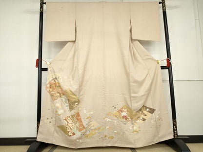 平和屋着物●千くさ染繍　中国三大刺繍　相良刺繍　色留袖　駒刺繍　貝桶吉祥花文　金彩　正絹　逸品　AABK8631cs