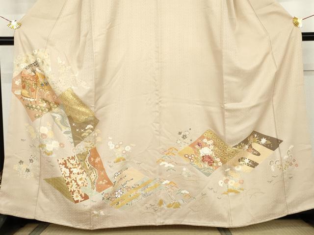 平和屋着物●千くさ染繍　中国三大刺繍　相良刺繍　色留袖　駒刺繍　貝桶吉祥花文　金彩　正絹　逸品　AABK8631cs