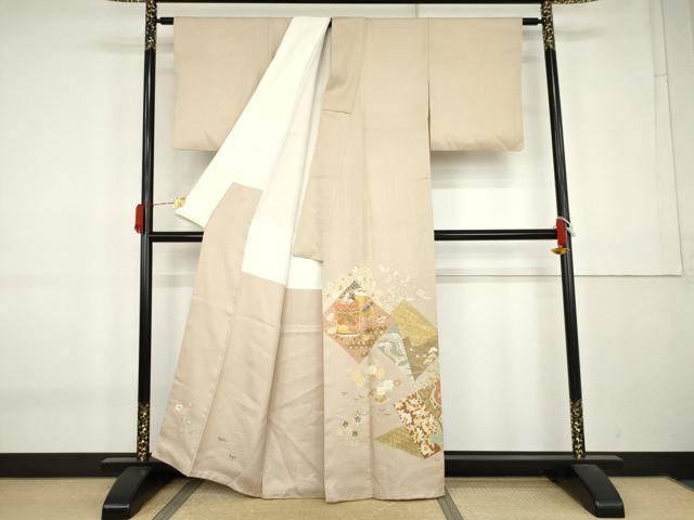 平和屋着物●千くさ染繍　中国三大刺繍　相良刺繍　色留袖　駒刺繍　貝桶吉祥花文　金彩　正絹　逸品　AABK8631cs