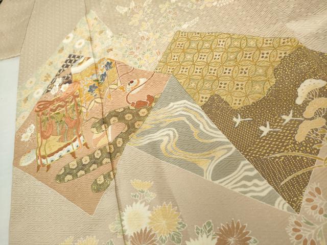 平和屋着物●千くさ染繍　中国三大刺繍　相良刺繍　色留袖　駒刺繍　貝桶吉祥花文　金彩　正絹　逸品　AABK8631cs