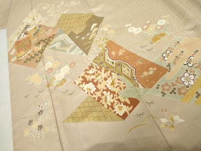 平和屋着物●千くさ染繍　中国三大刺繍　相良刺繍　色留袖　駒刺繍　貝桶吉祥花文　金彩　正絹　逸品　AABK8631cs