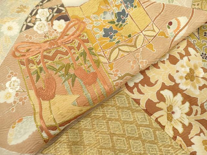 平和屋着物●千くさ染繍　中国三大刺繍　相良刺繍　色留袖　駒刺繍　貝桶吉祥花文　金彩　正絹　逸品　AABK8631cs