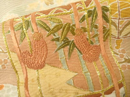 平和屋着物●千くさ染繍　中国三大刺繍　相良刺繍　色留袖　駒刺繍　貝桶吉祥花文　金彩　正絹　逸品　AABK8631cs