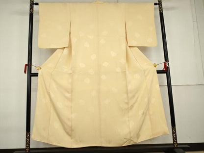 平和屋着物●上質な色無地　切嵌地紋　蜂蜜色　正絹　逸品　AABK8635cs