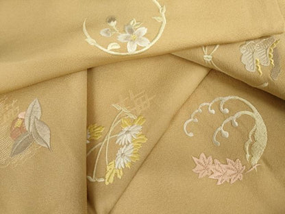 平和屋着物●訪問着　総刺繍　花丸文　正絹　逸品　AABK8637cs