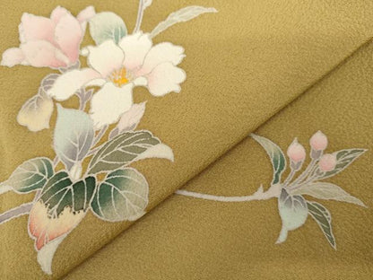 平和屋着物●訪問着　友禅　枝花文　正絹　逸品　AABK8639cs