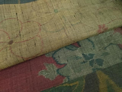 平和屋着物●小千谷紬　百柄　正絹　逸品　AABK8642cs