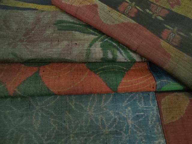平和屋着物●小千谷紬　百柄　正絹　逸品　AABK8642cs