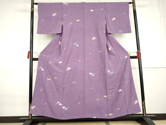 平和屋着物●上質な小紋　舞花文　金彩　正絹　逸品　AABK8647cs