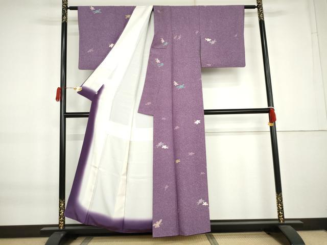 平和屋着物●上質な小紋　舞花文　金彩　正絹　逸品　AABK8647cs