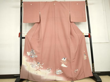 平和屋着物●友禅作家の巨匠　浅井青仁　色留袖　童子花文　暈し染め　正絹　逸品　AABK8658cs