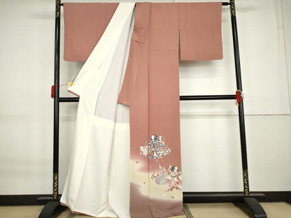 平和屋着物●友禅作家の巨匠　浅井青仁　色留袖　童子花文　暈し染め　正絹　逸品　AABK8658cs